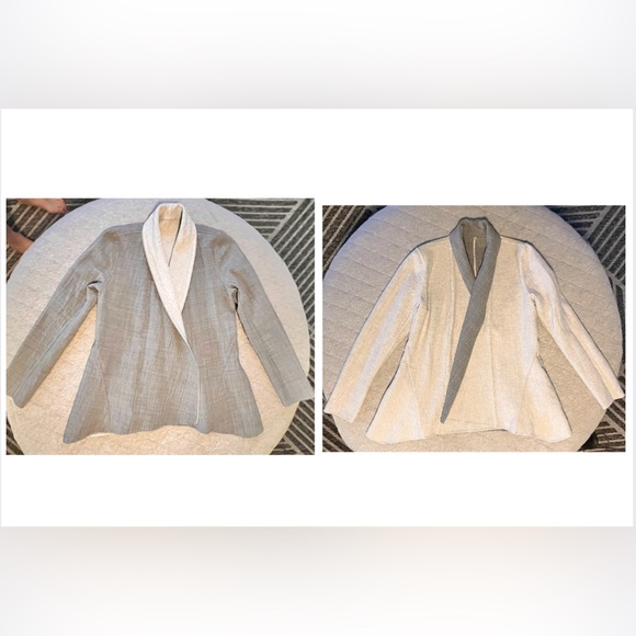 LAFAYETTE 148 New York Sz 2 Wool & Cashmere Reversible Dark&Lt Grey Swing Jacket - Picture 1 of 11
